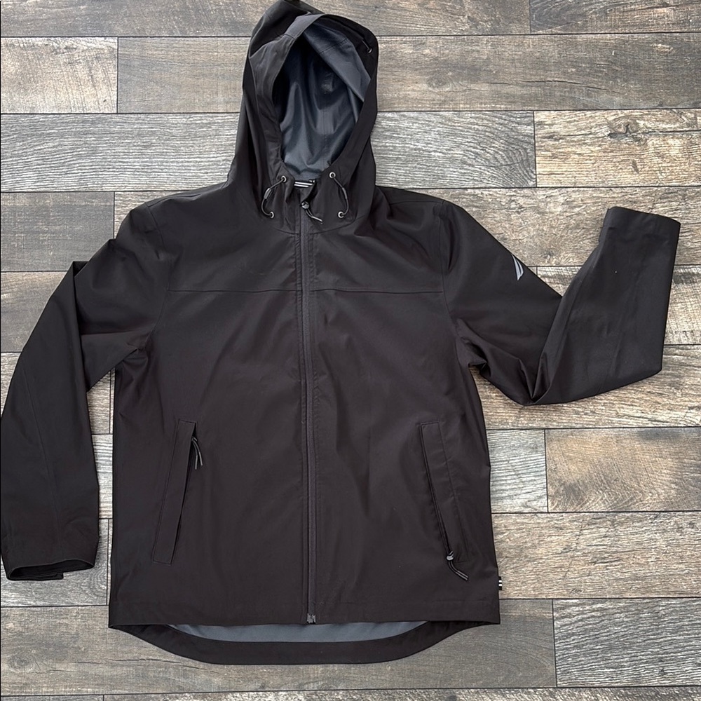Nautica Men's Black Hooded Rain Jacket